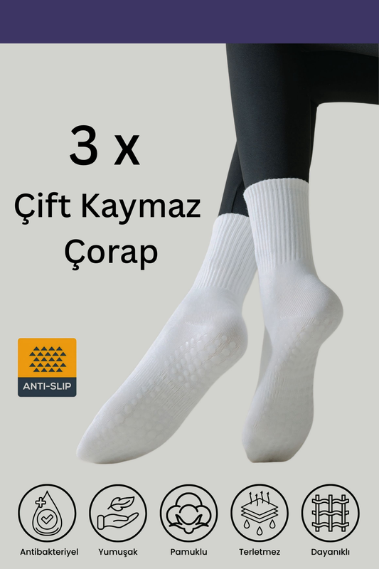 3’lü Kaymaz Pilates Çorabı